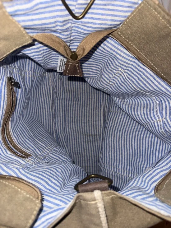 To the Moon and Back Recycled Tent Canvas Bag New Brown/Tan - Picture 6 of 12